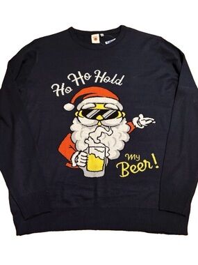 Dari “Hold My Beer” Crew Neck Christmas Sweater - Blue - 1X